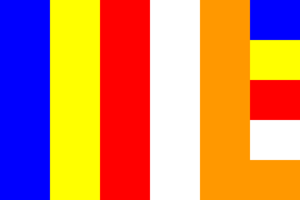 The colouring of the emblem  are made of colour  of the Buddhist flag